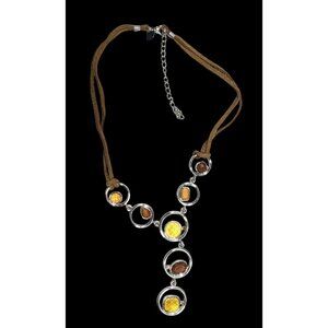 Lia Sophia Retro Brown And Yellow Gemmed Y Neckace